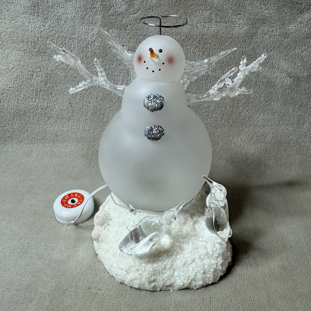 Light Up Glass Angel Snowman Penguins Winter Christmas‎ Figurine 7"